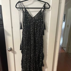 Indah 100% silk star maxi dress, sheer , side slits .worn once